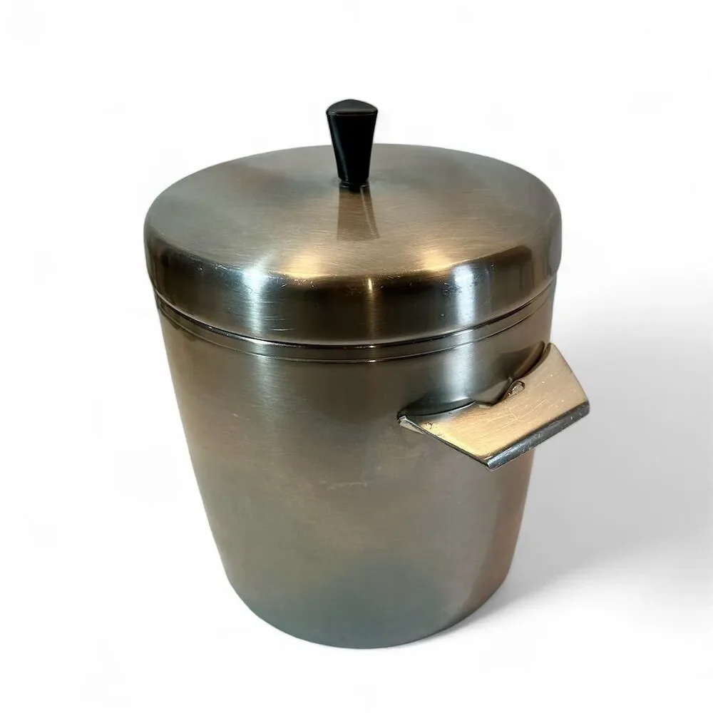 1950's West Bend Ice Butler Stainless Steel Insulated Ice Bucket 4qts